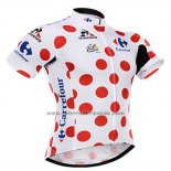 2015 Fahrradbekleidung Tour de France Wei und Rot Trikot Kurzarm und Tragerhose